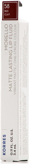 Korres Morello Matte Lasting Lip Fluid Дълготраен Течен Червило Мат 58 Червена глина 3.4мл