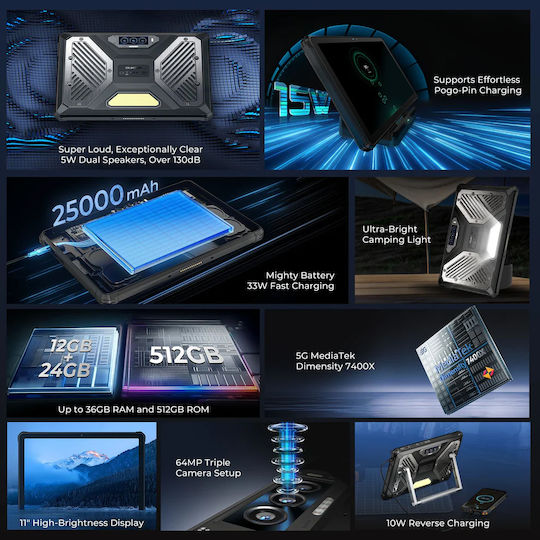 Oukitel RT10 5G 11" Tablet (12GB/512GB) Μαύρο