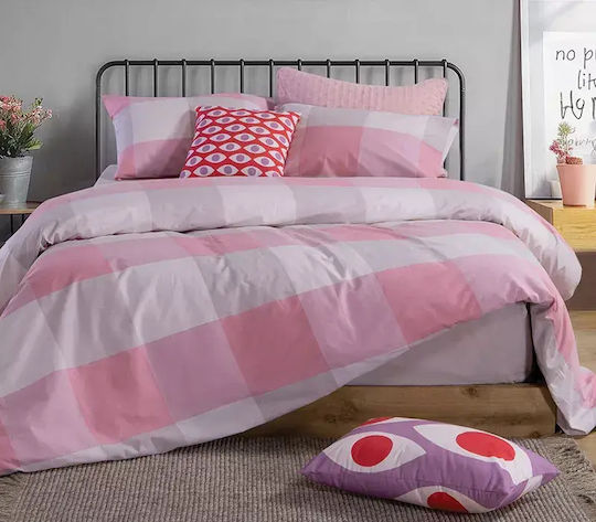 Nef-Nef Homeware Casual Подредба Чаршафи King Size с Еластична Лента 200x270+30см Розови 4 Бройки