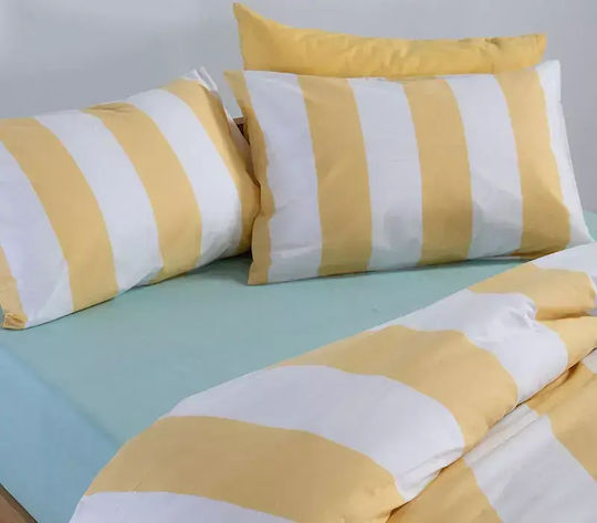 Nef-Nef Homeware Casual Set King Size 4 Pieces 200x270cm with Rubber Hugger Yellow