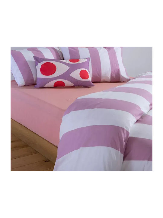 Nef-Nef Homeware Nef-Nef Homeware Bettlaken Set mit 2 Kissenbezügen Übergröße mit Gummibettlaken 170x270cm Lila 3 Stück