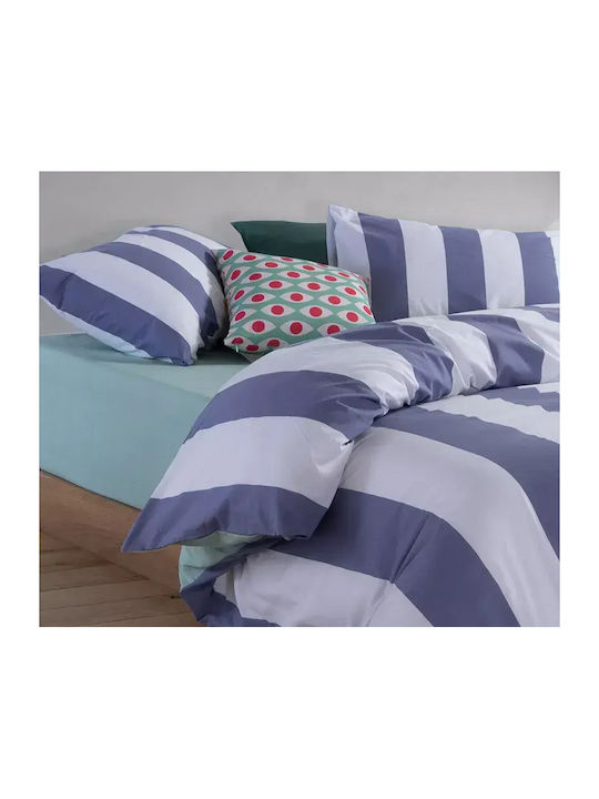 Nef-Nef Homeware Nef-Nef Homeware Casual Bettlaken Set mit 2 Kissenbezügen Übergröße mit Gummibettlaken 170x270cm Blau 3Stücke