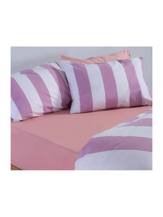 Nef-Nef Homeware Nef-Nef Homeware Bettlaken Set mit 2 Kissenbezügen Übergröße mit Gummibettlaken 170x270cm Lila 3 Stück