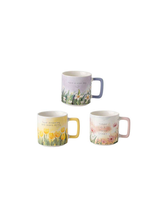 Marva Flowers Κούπα από Πορσελάνη Ροζ 350ml