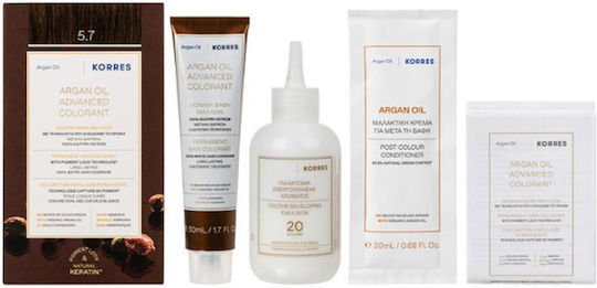 Korres Argan Oil Advanced Colorant Βαφή Μαλλιών Χωρίς Αμμωνία 5.7 Σοκολατί 50ml