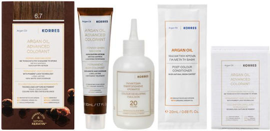 Korres Argan Oil Advanced Colorant Βαφή Μαλλιών Χωρίς Αμμωνία 6.7 Κακάο 50ml