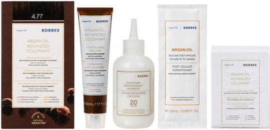 Korres Argan Oil Advanced Colorant Боя За Коса Без Амоняк 4.77 Тъмно Шоколадов 50ml