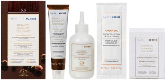 Korres Argan Oil Advanced Haarfärbemittel Permanenter Farbstoff Ohne Ammoniak 5.6 Hell Kupferrot 50ml
