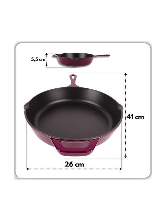 Eggplant Cast Iron Pan with Enamel Coating 26cm DR10