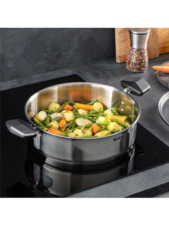 Tefal Emotion Σωτέζα από Ανοξείδωτο Ατσάλι με Καπάκι με Αντικολλητική Επίστρωση 26cm