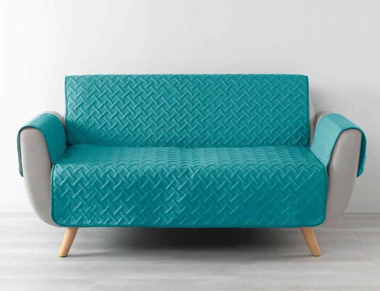 Douceur d'Intérieur Set Elastische Abdeckungen Wohnzimmerset Petroleum Blau 223x179cm