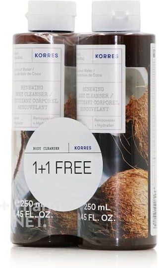 Korres Coconut Water Αφρόλουτρο σε Gel με AHA & Άρωμα Καρύδα 2x250ml