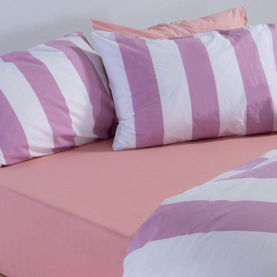 Nef-Nef Homeware Bamb.casual Vertia Μαξιλαροθήκη με Φάσα Mauve 52x72εκ.
