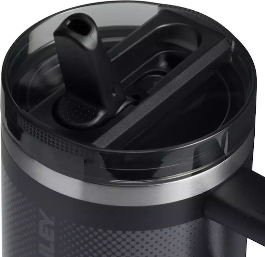 Stanley Protour Flip Handled Tumbler Thermos Stainless Steel BPA Free 600ml Black Fade with Straw and Handle