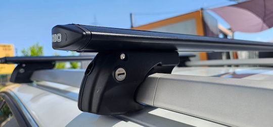 Menabo Bare De Acoperiș Din Aluminiu Xxl Pentru Nissan Terrano 1985-1995 Set Cu Picioare Negre