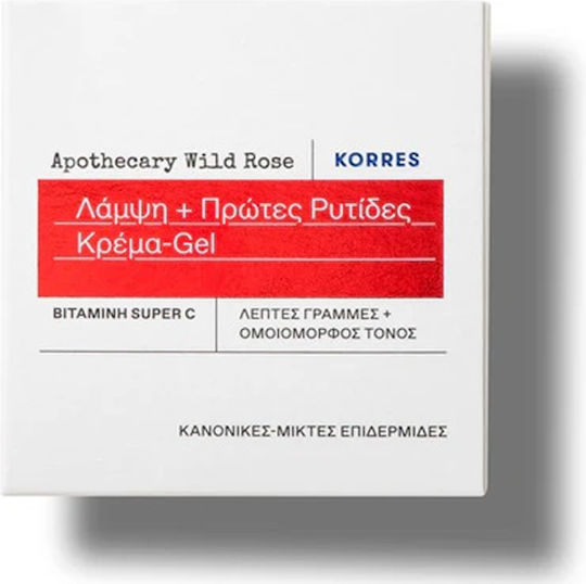 Korres Apothecary Wild Rose 24ωρη Ενυδατική & Αντιγηραντική Κρέμα-Gel Προσώπου με Υαλουρονικό Οξύ & Βιταμίνη C 40ml