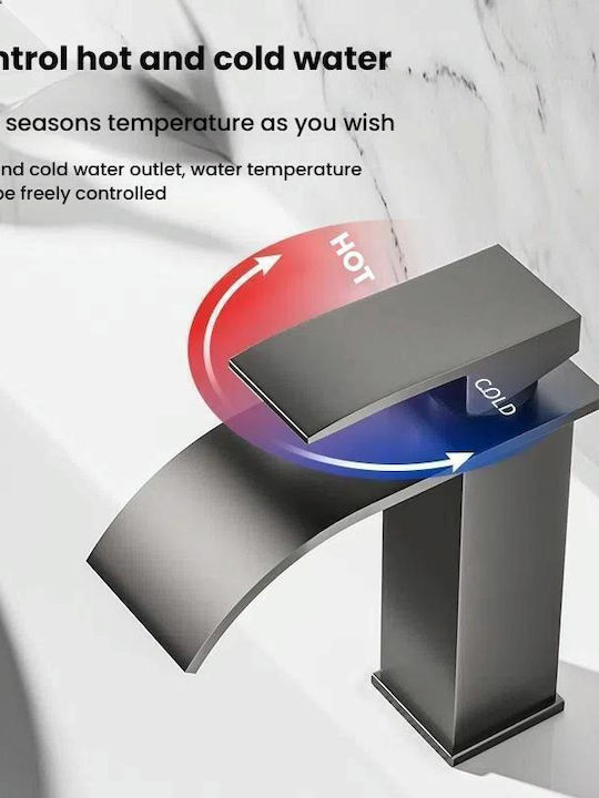 Mixing Sink Faucet Waterfall Tall Gray