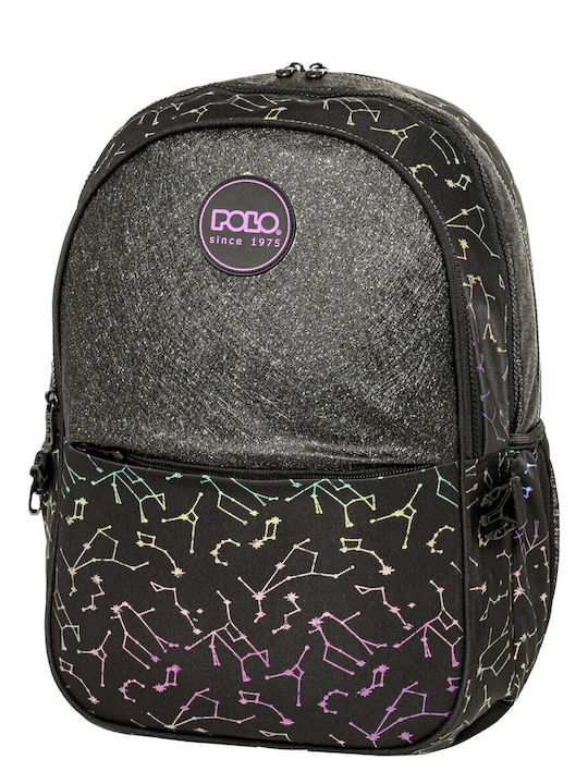 Polo Zippy Σχολική Τσάντα Πλάτης Δημοτικού Μαύρη 25lt 2026