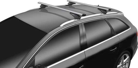 Menabo Aluminum Car Roof Bars for Citroen DS 2017 Set with Roof Rack Legs Silver