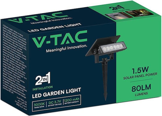 V-TAC Lumină Solară de Perete 0.9W 80lm cu Lumină Alb Cald 3000K IP65