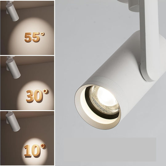 Spot Led Bianco Reglabil Alb Cu 12 Lumini În Culoare Albă