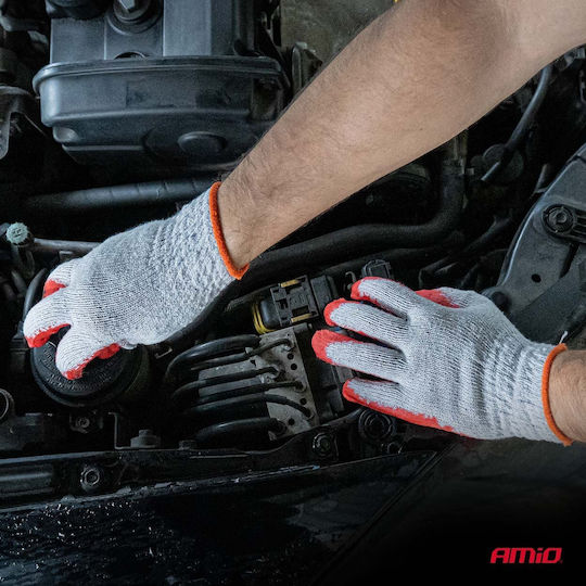 AMiO Safety Gloves Driver Gray Cotton Latex/Leather