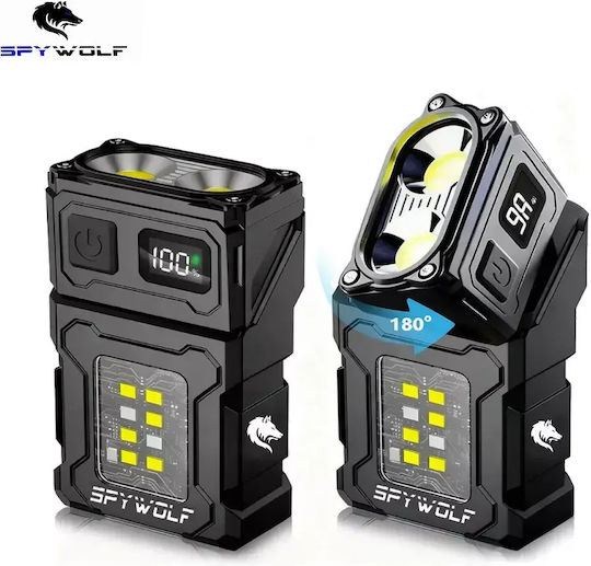 Spywolf Επαναφορτιζόμενος Φακός Κεφαλής LED IP45 με Μέγιστη Φωτεινότητα 3600lm
