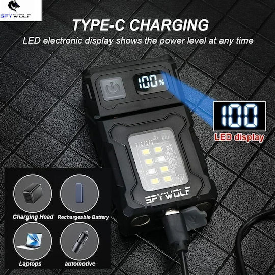 Spywolf Rechargeable LED Head Flashlight IP45 with Maximum Brightness 3600lm 4pcs