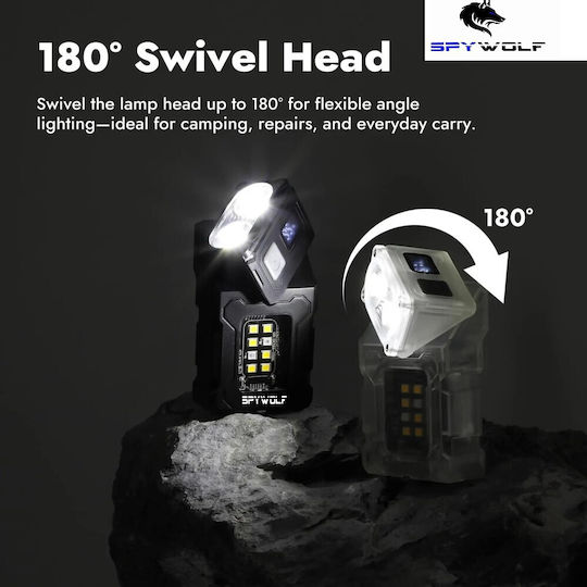 Spywolf Rechargeable LED Head Flashlight IP45 with Maximum Brightness 3600lm 6pcs