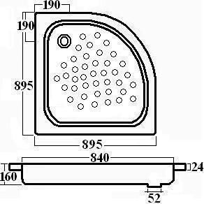 Semicircular Acrylic Shower Tray 90x90cm White