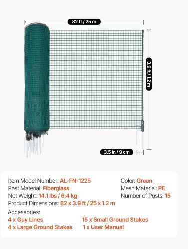 Vevor Wire Fencing Set Green 1.2x25m