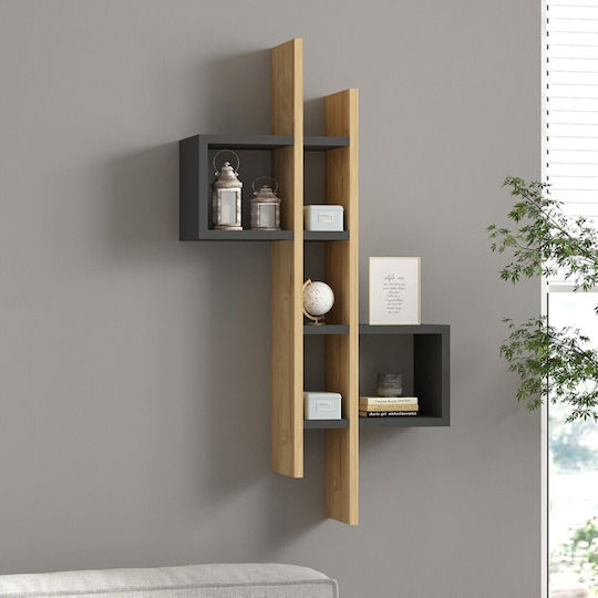 Ράφι Garel Oak-ανθρακί 53.8x19.6x108εκ.