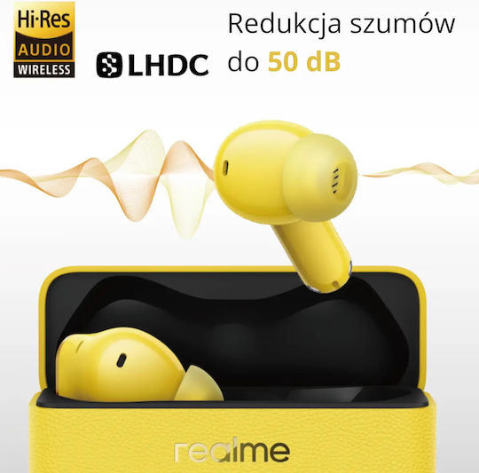 Realme Buds T500 Pro Bluetooth Handsfree Earphones with Sweat Resistance and Charging Case Yellow