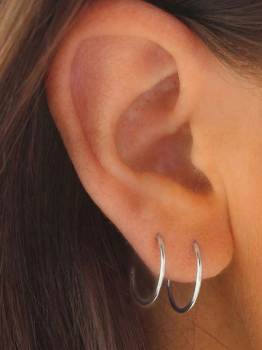 Polytimo White Gold 14K Hoop Earrings