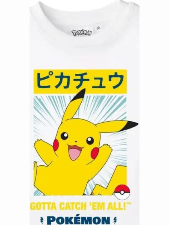 Kids Short-Sleeved White Top Gotta Catch Them All