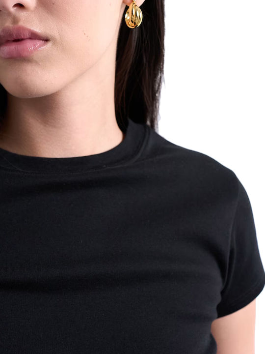 Γυναικείο Crop T-shirt Μαυρο