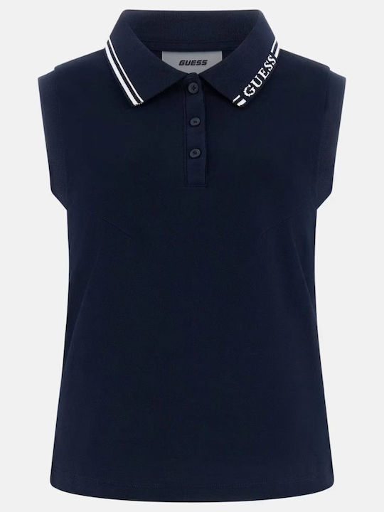 Sarah Damen Polo Bluse Ärmellos Marineblau