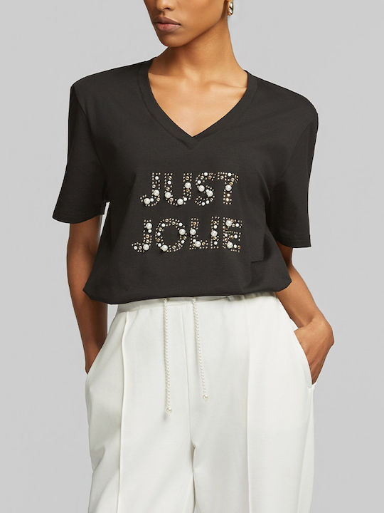 Women's Blouse with V Neckline Black