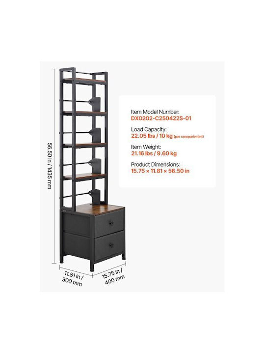 Living Room Cabinet Made of Black Metallic 40x30x143.5cm