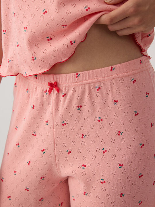 Minerva Summer Women's Pyjama Set Peach-red Cherries