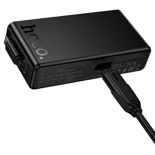 Hoco GaN с USB-A порт и 5 USB-C порта и кабел USB-C 50W Power Delivery / Quick Charge 3.0 Черен (C151A)