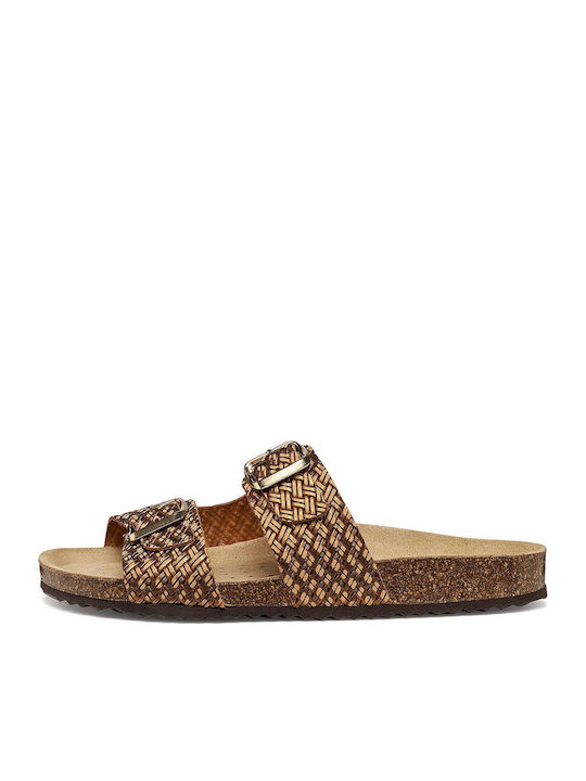 Brionia Leder Flache Damen Sandalen Braun