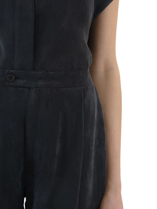 Damen Hochgeschnittenes Stoffhose Schwarz