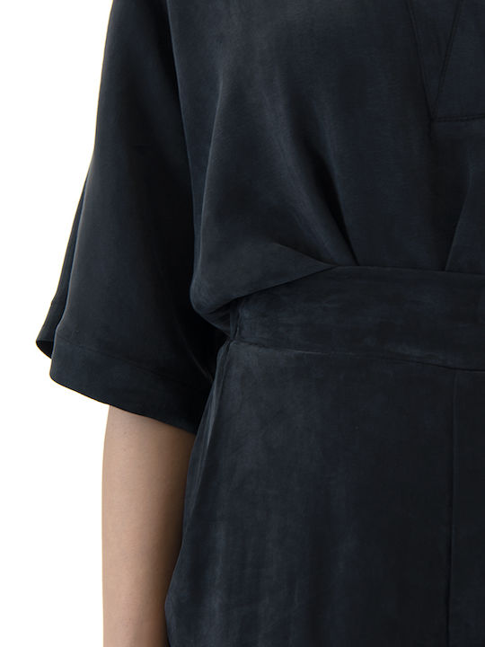 Zoya Pantaloni Dama Capri Tesatura Cu Cauciuc În Linie Dreaptă Negru