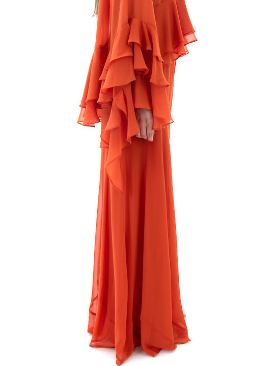 Women's High Rise Pantaloons in Wide Leg Style Orange