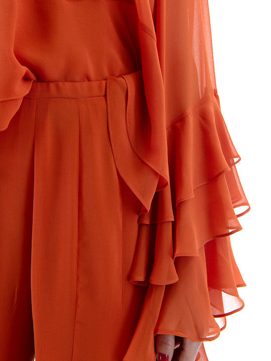 Women's High Rise Pantaloons in Wide Leg Style Orange