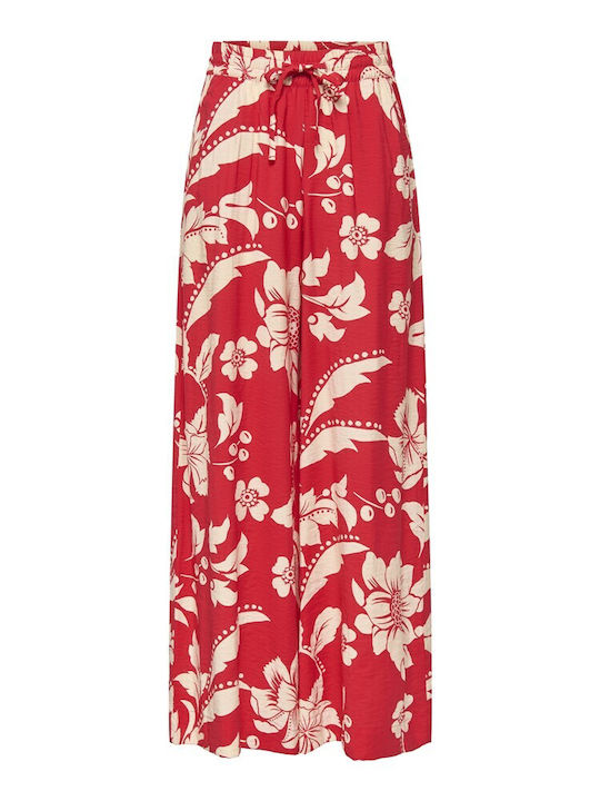 Women's High Rise Palazzo Fit Pantaloons Red