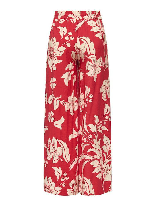 Women's High Rise Palazzo Fit Pantaloons Red