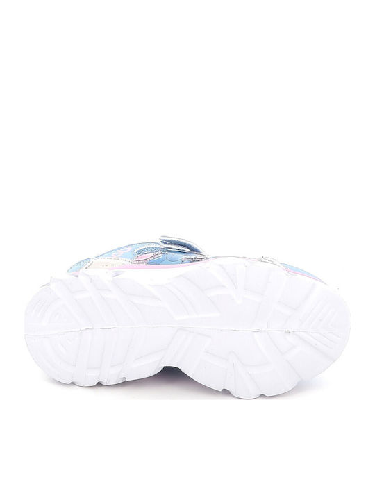 Stitch Stitch Kids Sneakers with Hoop & Loop Closure and Lights Light Blue