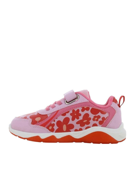Kids Sneakers Anatomic with Hoop & Loop Closure & Lights Pink
